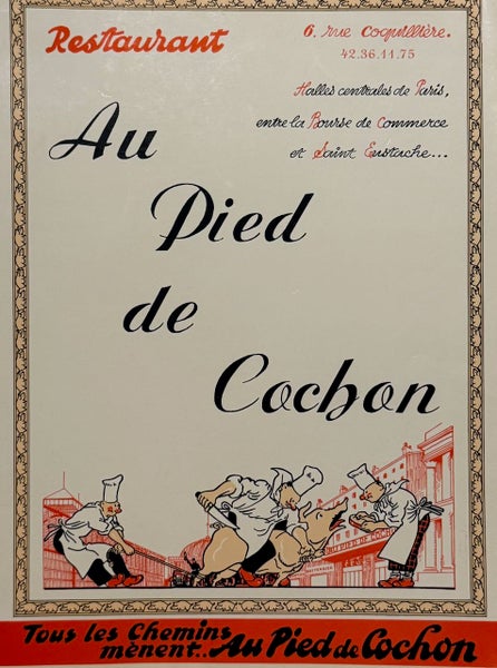 MENU - AU PIED DE COCHON - PARIS
