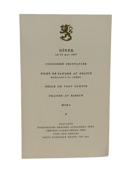 MENU - PRESIDENTIN LINNA 23.5.1967