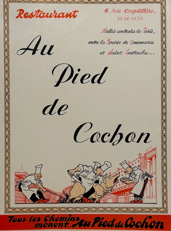MENU - AU PIED DE COCHON - PARIS